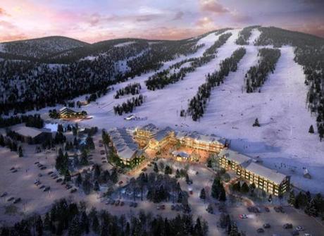 Rendering of the redeveloped base area at the Cranmore Mountain Resort in North Conway, N.H., that includes new slopeside condos.
